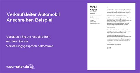 Verkaufsleiter Automobil Anschreiben Beispiel F R