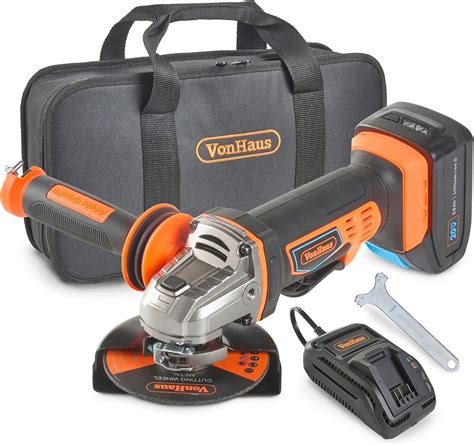 Vonhaus Cordless Angle Grinder With Ah Li Ion V Max Battery