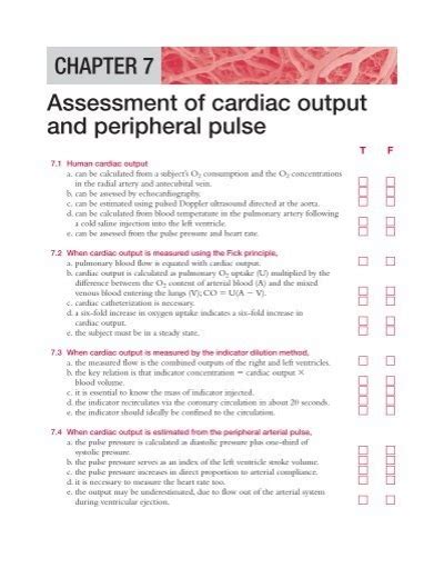 CHAPTER 7 Assessment Of Cardiac Output And Peripheral Pulse