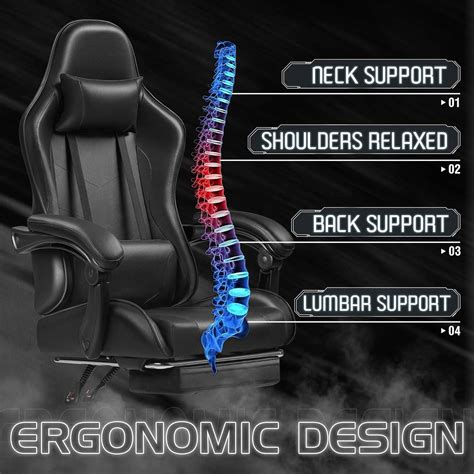 Homall Gaming Chair Video Game Chair With Footrest And Massage Lumbar