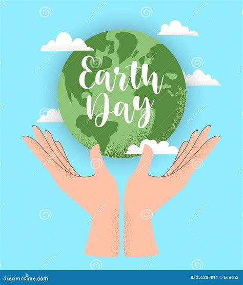 Vector Illustration Of Human Hands Holding Earth Globe Concept Of