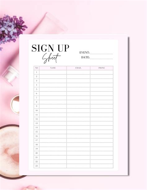 Sign Up Sheet Form Editable And Printable Digital Etsy