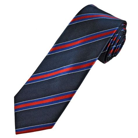 Tresanti Celeste Navy Royal Blue Red And Silver Stripe Mens Silk Tie