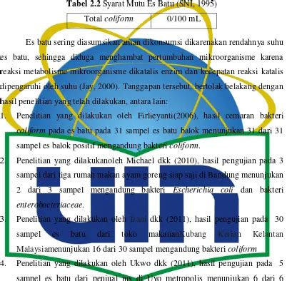 Analisis Cemaran Bakteri Coliform Dan Identifikasi Escherichia Coli