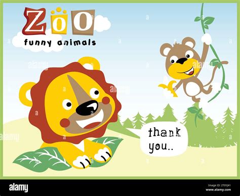 Cartoon Vector Of Monkey Carrying Banana For Lion Forest Element