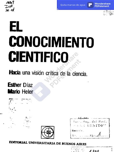 El Conocimiento Científico Díaz E Y Heler M Copiar Pdf Conocimiento Empirismo