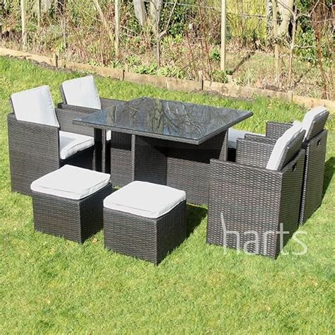 Harts Outdoor Rattan Cube Set 9 Piece Dining Set Wicker Patio