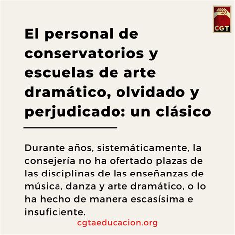 El Personal De Conservatorios Y Escuelas De Arte Dram Tico Olvidado Y