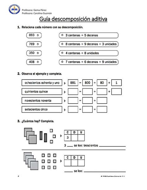 Ficha Online De Descomposición Aditiva Para 3° Básico Puedes Hacer Los