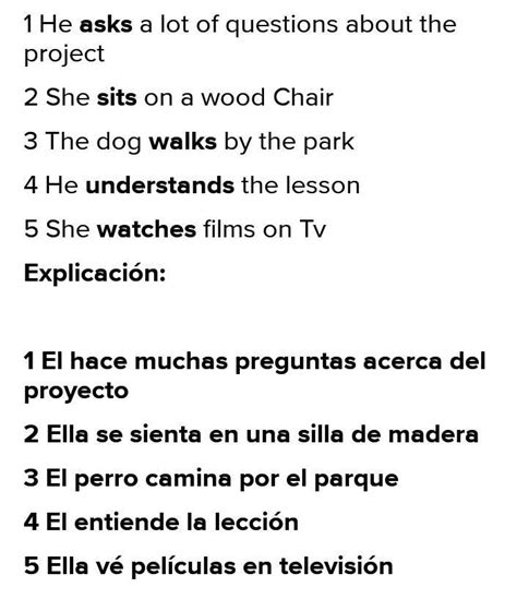 Elabora 5 Oraciones En Presente Simple Utilizando Los Verbos De La