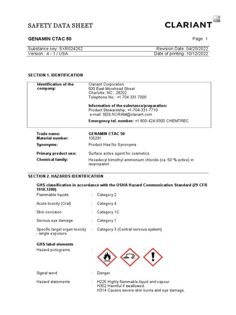 Genamin Ctac 50 Msds Pdf