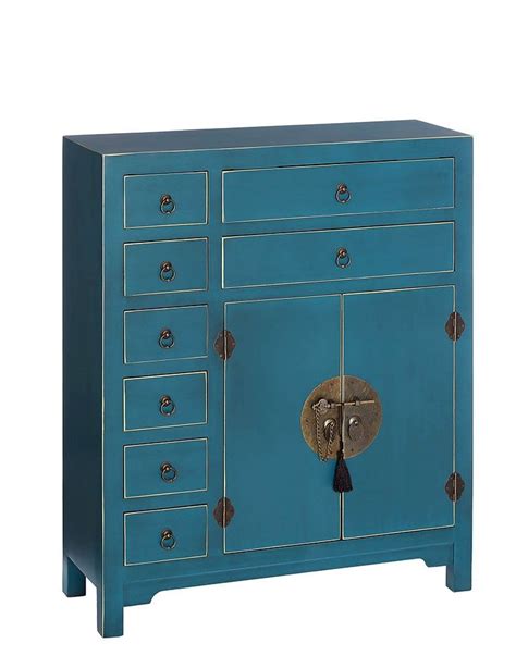 Mueble Sal N Auxiliar Azul Dm Estilo Oriental