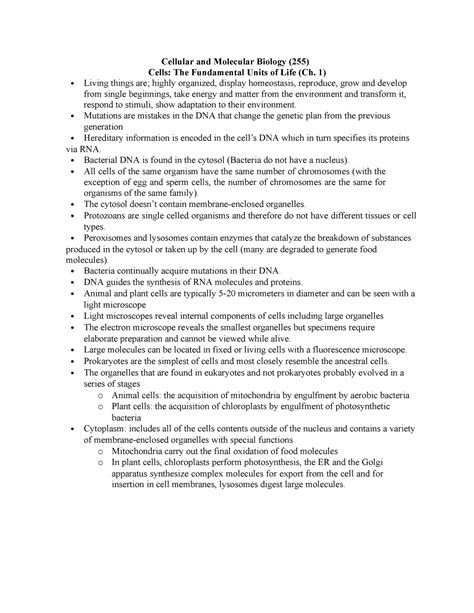 The Fundamental Units Of Life 1 Living Things Are Highly Organized Display Homeostasis