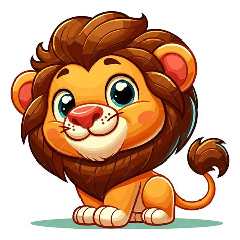 Premium Vector Cartoon Lion Cub Cute Face Expression Vector Illustration Isolated On White