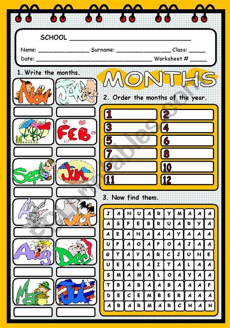 Months Of The Year Worksheet