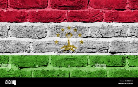 Very Old Brick Wall Texture Flag Of Tajikistan Stock Photo Alamy