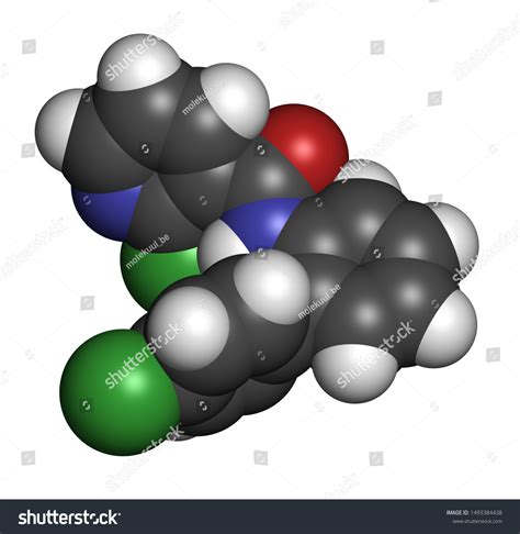 Boscalid Fungicide Molecule 3d Rendering Atoms Stock Illustration