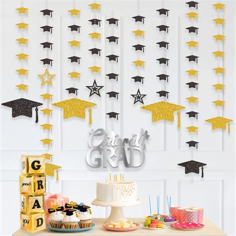 Buy KatchOn Glitter Graduation Cap Garland 12 String NO DIY Black