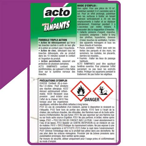 Aérosol spécial rampants triple action Acto 400 ml Distriver