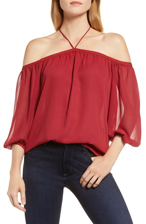 State Off The Shoulder Sheer Chiffon Blouse In White Lyst