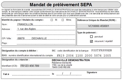 Edition Du Mandat SEPA