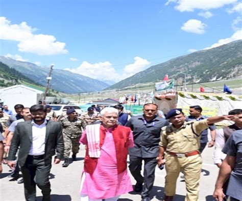 J K Lieutenant Governor Manoj Sinha Visits Shri Amarnath Ji Yatra Base