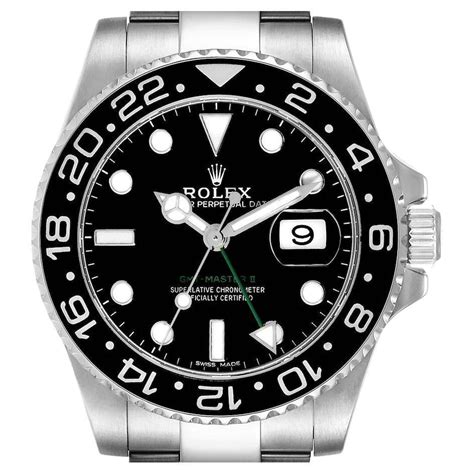 Rolex Gmt Master Ii Men S Steel Watch Black Dial Ceramic Bezel Ln