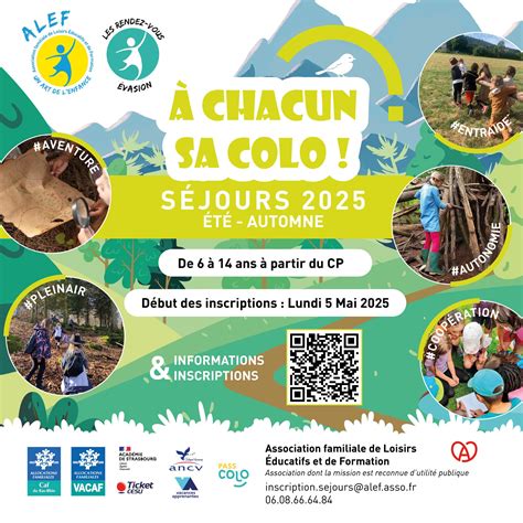 ALEF - Lancement des inscriptions séjours 2025 « A chacun sa colo