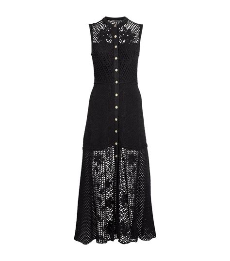 Womens Maje Black Crochet Midi Dress Harrods Us