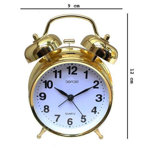 Vintage Look Twin Bell Analog Table Large Alarm Clock With Night Led