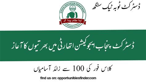 District Toba Tek Singh Education Authority Jobs DEA Jobs 2022