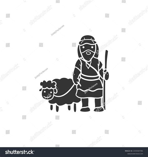 Shepherd Icon Silhouette Illustration Nativity Characters: เวกเตอร์ ...