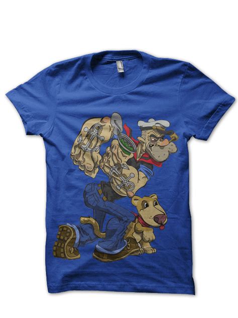 Angry Popeye Grey Tee All Colours Available Shark Shirts