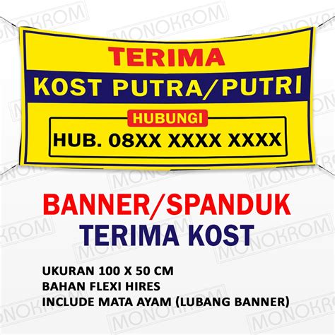 Jual BANNER / SPANDUK TERIMA KOST | Shopee Indonesia