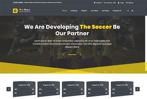 Responsive Free Sports Website Templates - Templates Hub