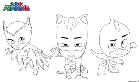 Coloriage Pyjamasques Pj Masks Superheros Gluglu Bibou Yoyo Dessin