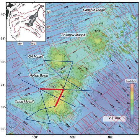 Multichannel Seismic Mcs Lines Over The Shatsky Rise Lines And