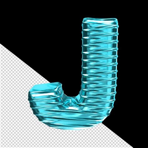 Símbolo 3d turquesa letra horizontal nervurada j PSD Premium