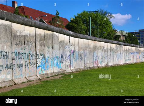 Preserved sections of the Berlin Wall at the Berlin Wall Memorial on ...