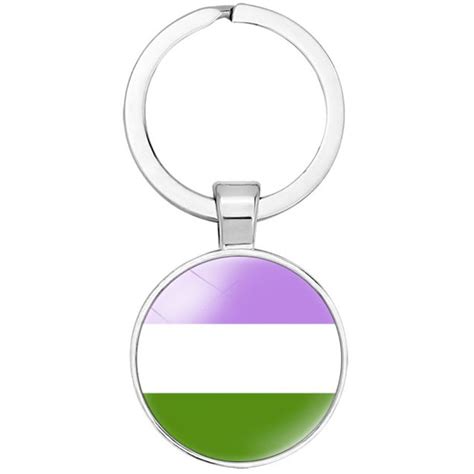 Round Stainless Steel Keyring Genderqueer Uk