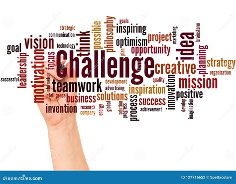 Challenge Word Cloud And Hand With Marker Concept Stock Illustration