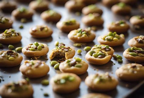 Maamoul Arabic Homemade Cookies Filled With Dates And Pistachios Close Up Stock Illustration