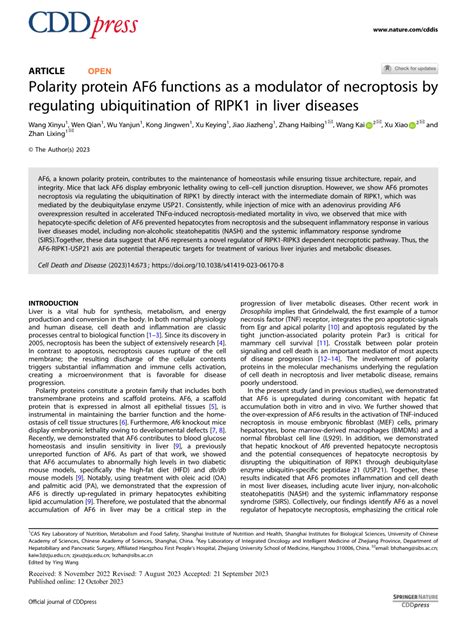 Pdf Polarity Protein Af Functions As A Modulator Of Necroptosis By