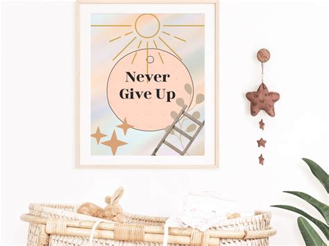 Never Give Up Kids Sign Believe You Can Printable Playroom Etsy