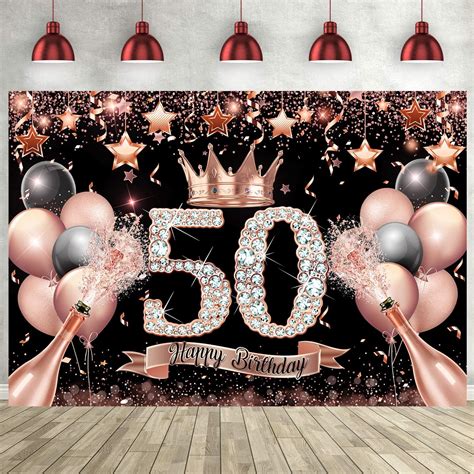 Amazon Withu Rose Gold Th Birthday Backdrop Banner Sparkling