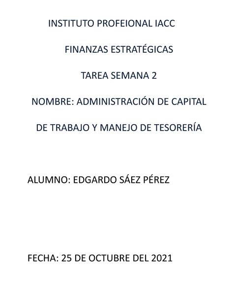 Edgardo Sáez finanzas estratégicas tarea semana 2 INSTITUTO