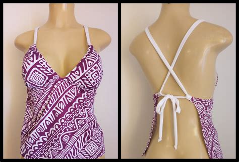 Crossover Back Swimwear Tankinis Open Back Tankini Top Apron Back