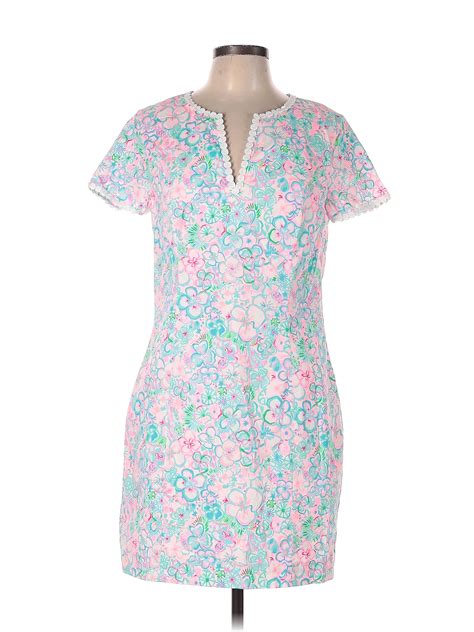 Lilly Pulitzer Floral Multi Color Pink Casual Dress Size 10 66 Off