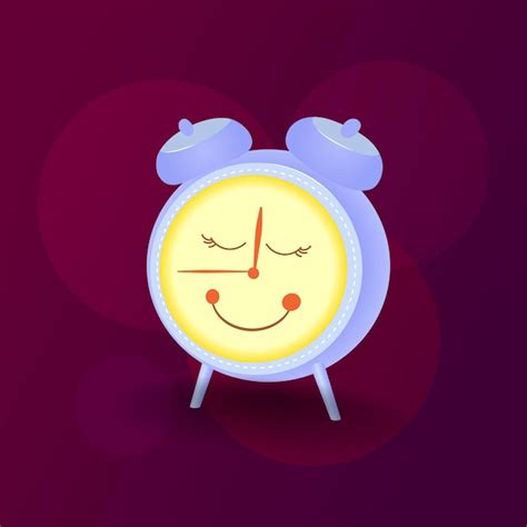 Premium Vector Vector Illustration Alarm Clock Character With Cute Face Retro Alarm Clock On