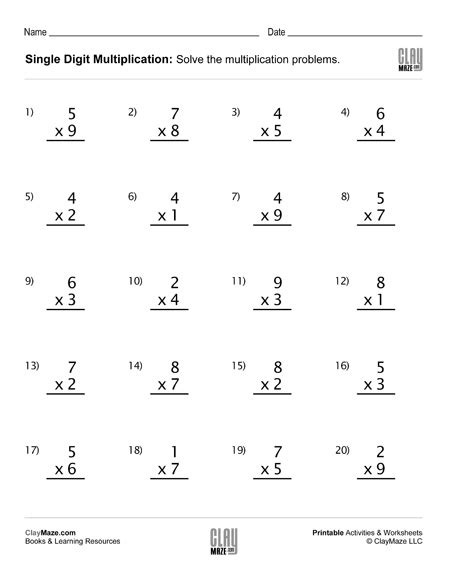 Multiplication Worksheets Grade 4 With Answer Key Worksheets Library